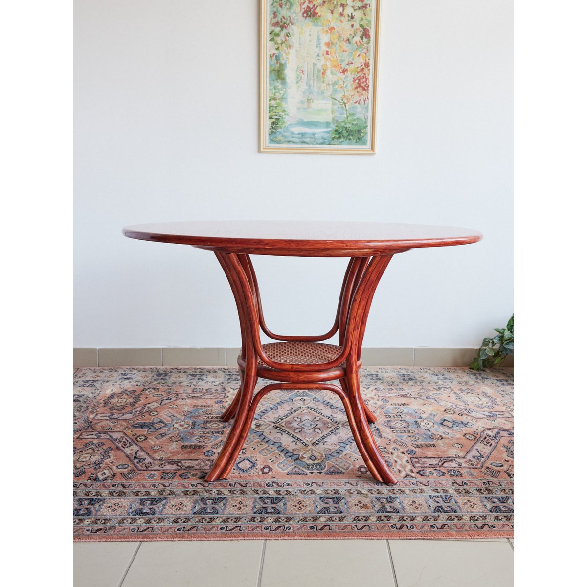 Table à manger en rotin Romy N°1430 - Bon état ocre rouge, DEBONGOUT