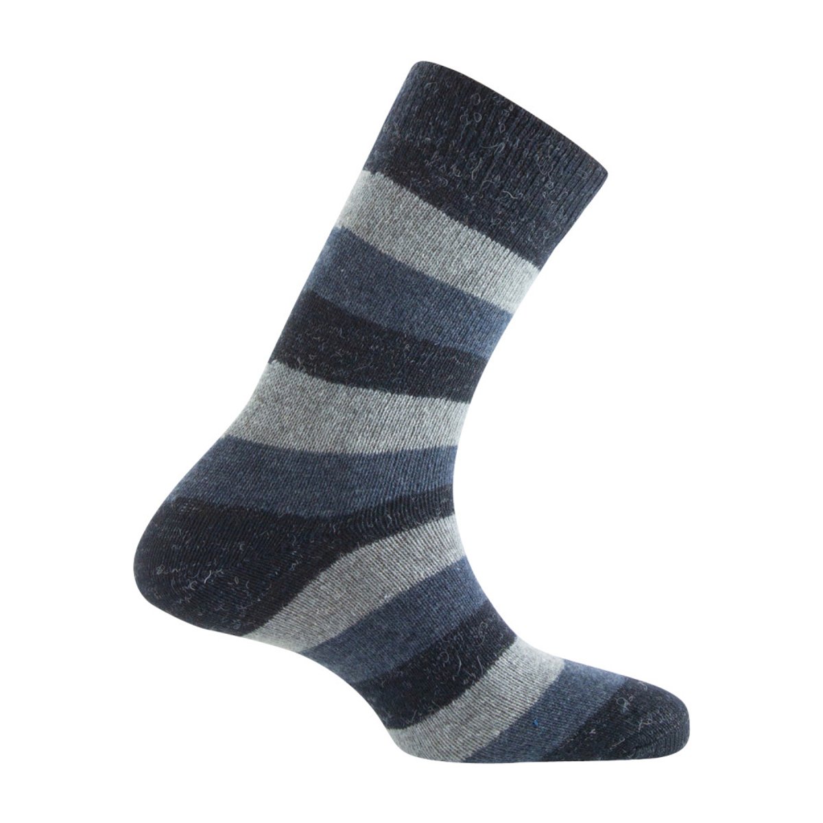 Mi-chaussettes homme à rayures Laine Alpaga noir, KINDY