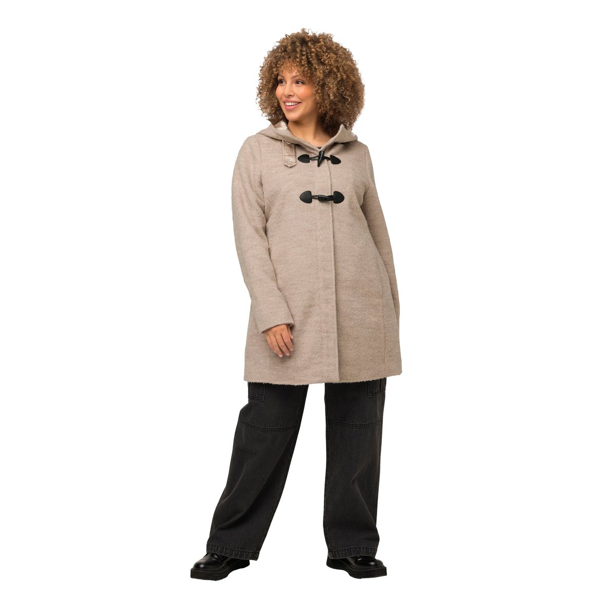 Duffle-coat en laine mélangée mastic foncé, ULLA POPKEN