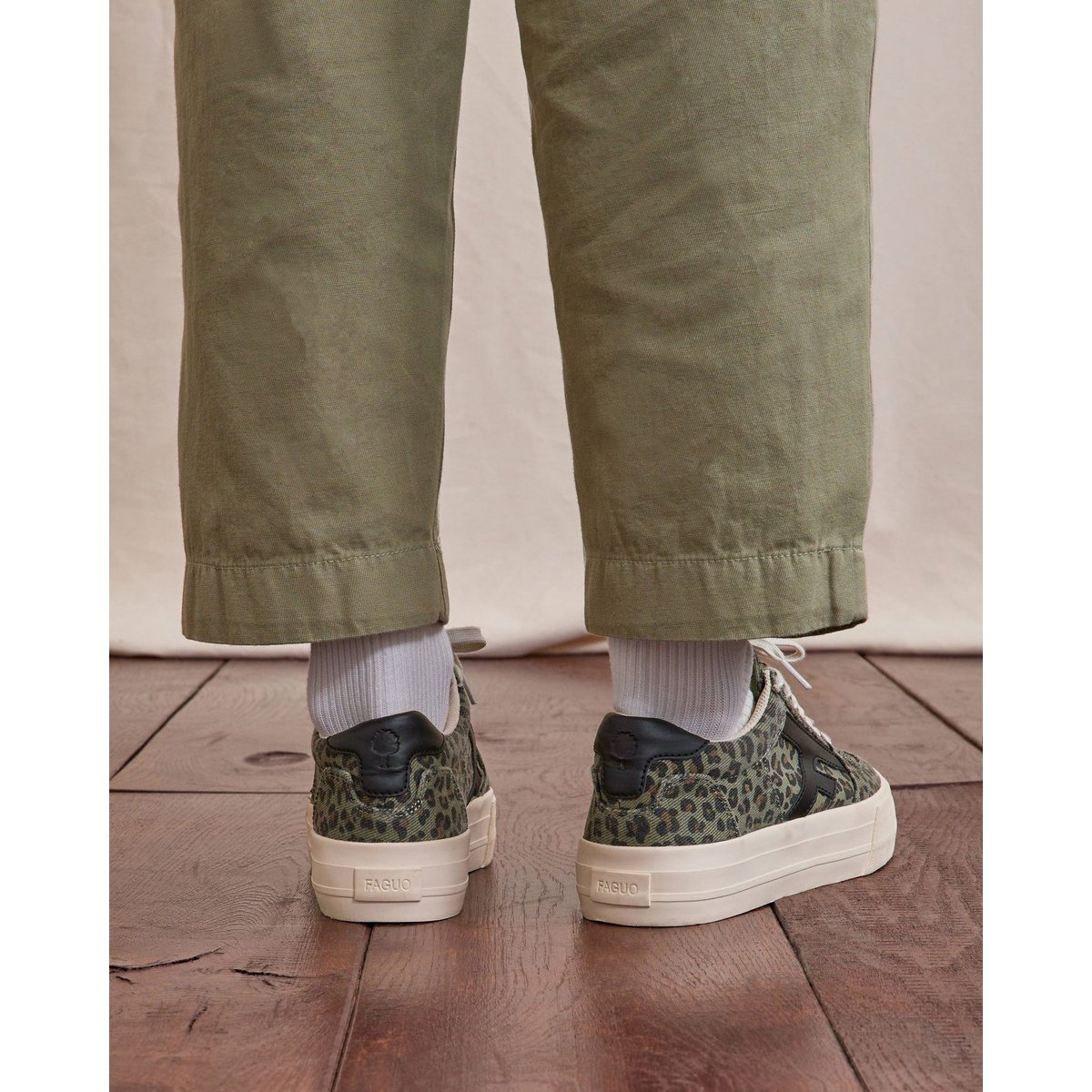 Tennis basses tissu WALNUT PLATFORM kaki foncé, FAGUO