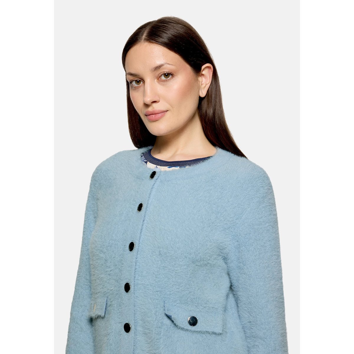 Cardigan en maille à poches plaquées blue fog, BETTY BARCLAY