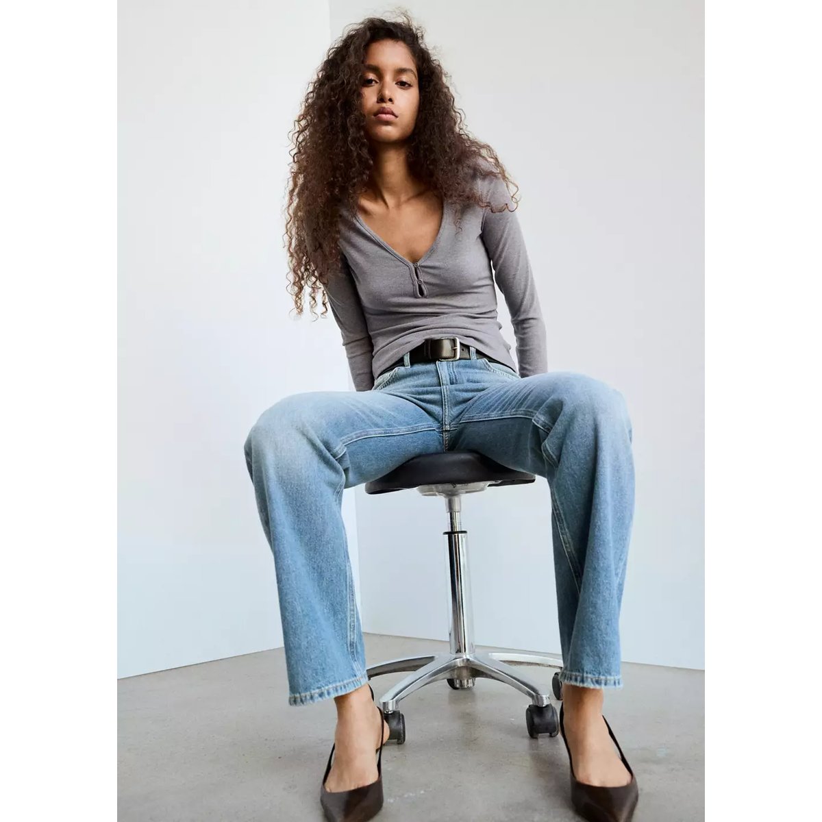 Jean Matilda droit taille haute bleu moyen, MANGO