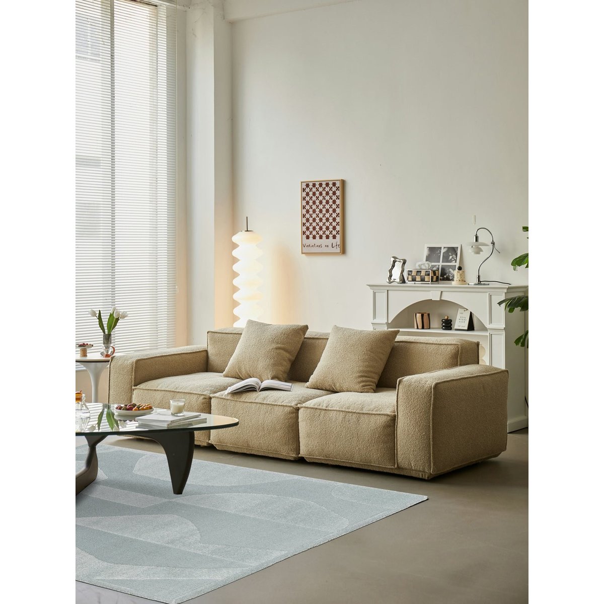Tapis doux à relief SILENCIO bleu naturel, AFK LIVING