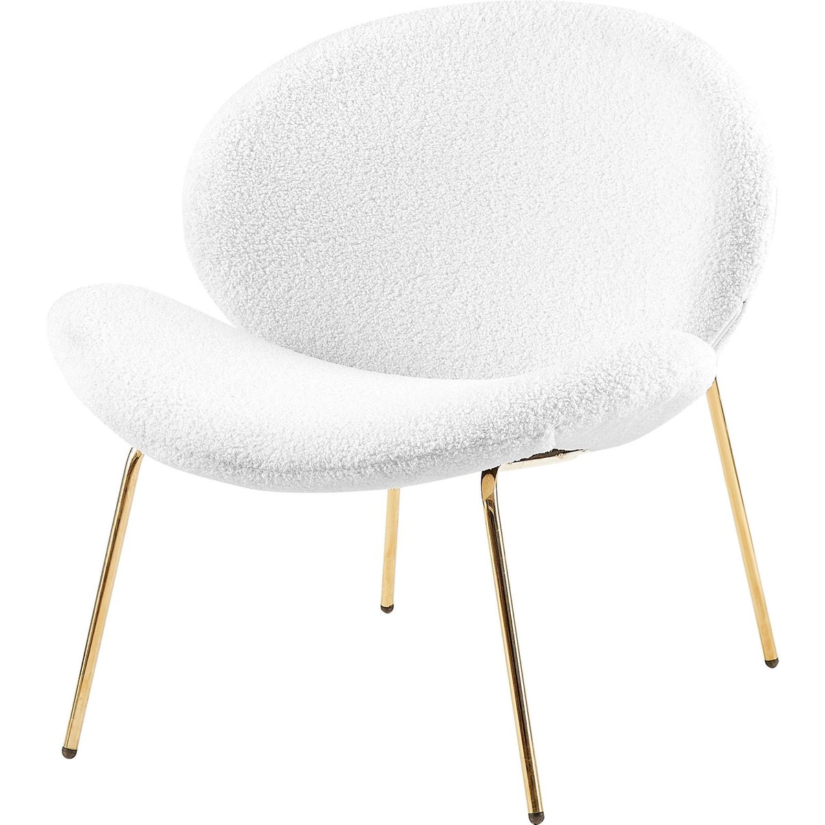 Chaise lounge en bouclé, Forme ovale blanc bouclé et pieds dorés, ARTE ESPINA