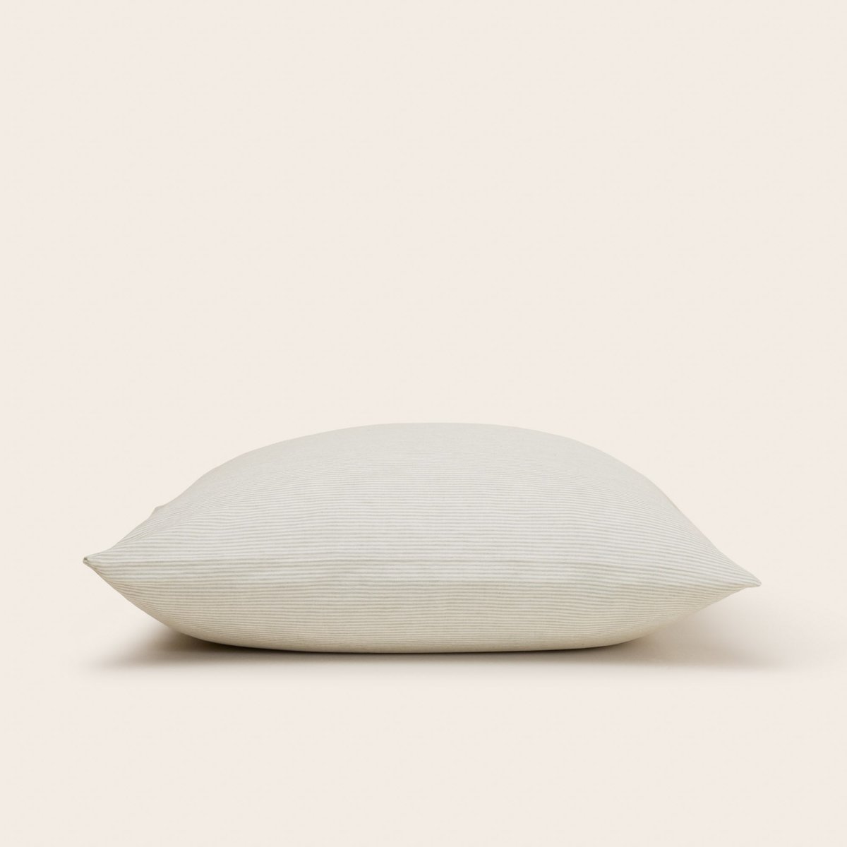 Lot De 2 Taies D'Oreiller en Fines rayures tissées en lin coton, 65x65 cm FINEA ivoire et vert de gris, MADURA