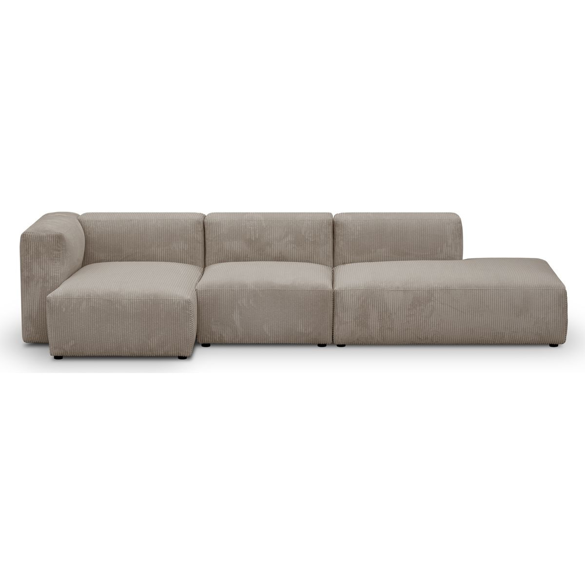 Canapé d'angle à gauche modulable 5 places en velours côtelé - MODULO taupe, HOMIFAB