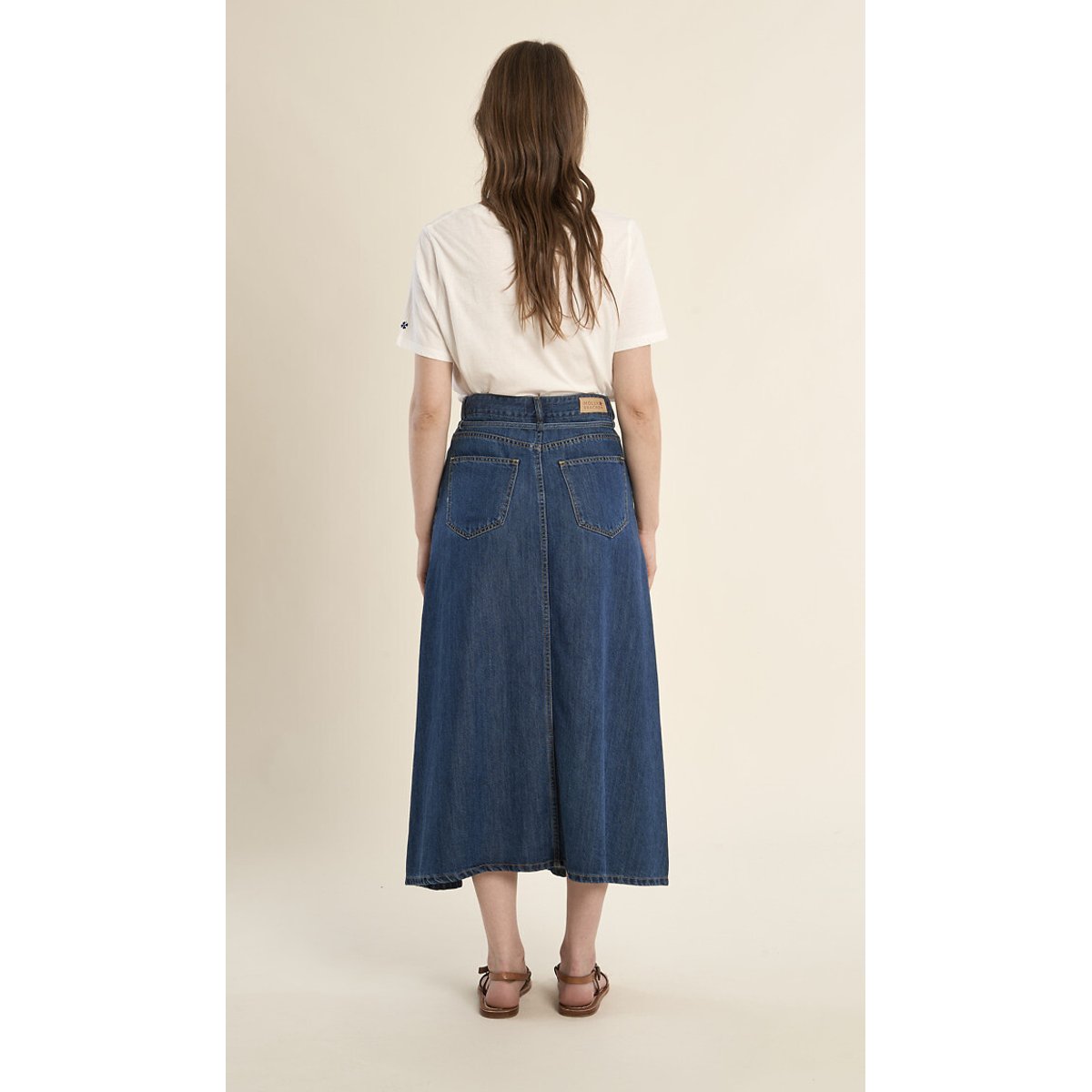 Lange spijkerrok met riem denim blauw, MOLLY BRACKEN
