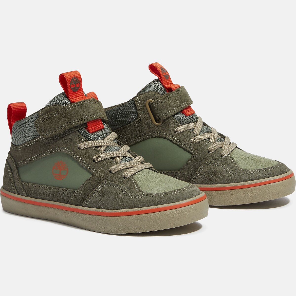 Baskets en cuir, à lacets élastiqués, STONE JUMP MID HOOK & LOOP kaki, TIMBERLAND