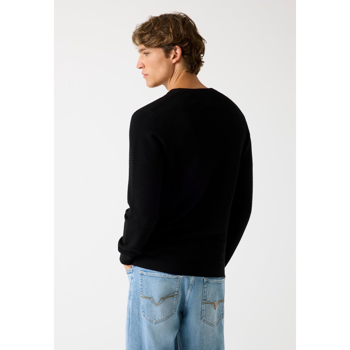 Pull En Viscose Mélangée noir, GUESS