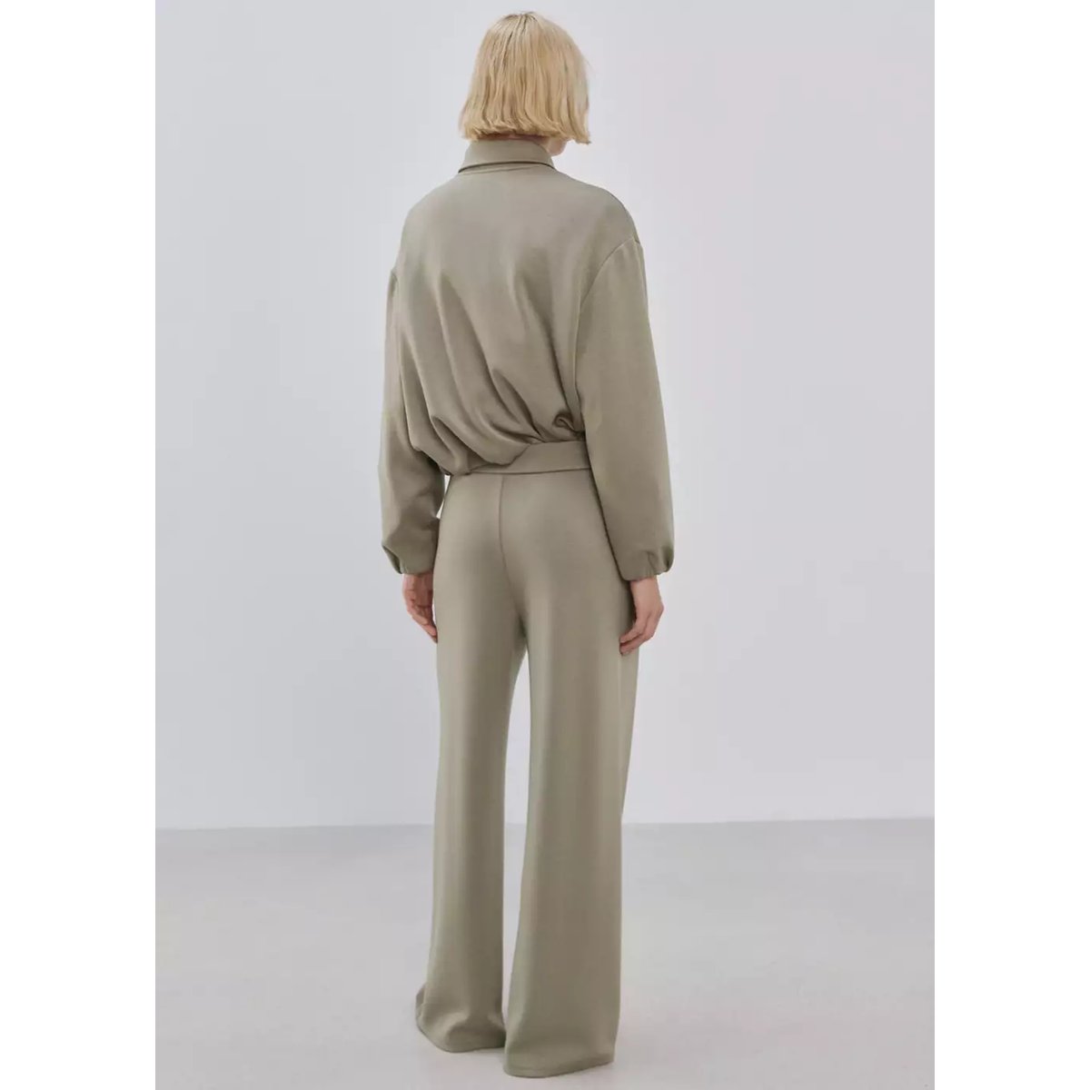 Pantalon droit taille élastique kaki, MANGO