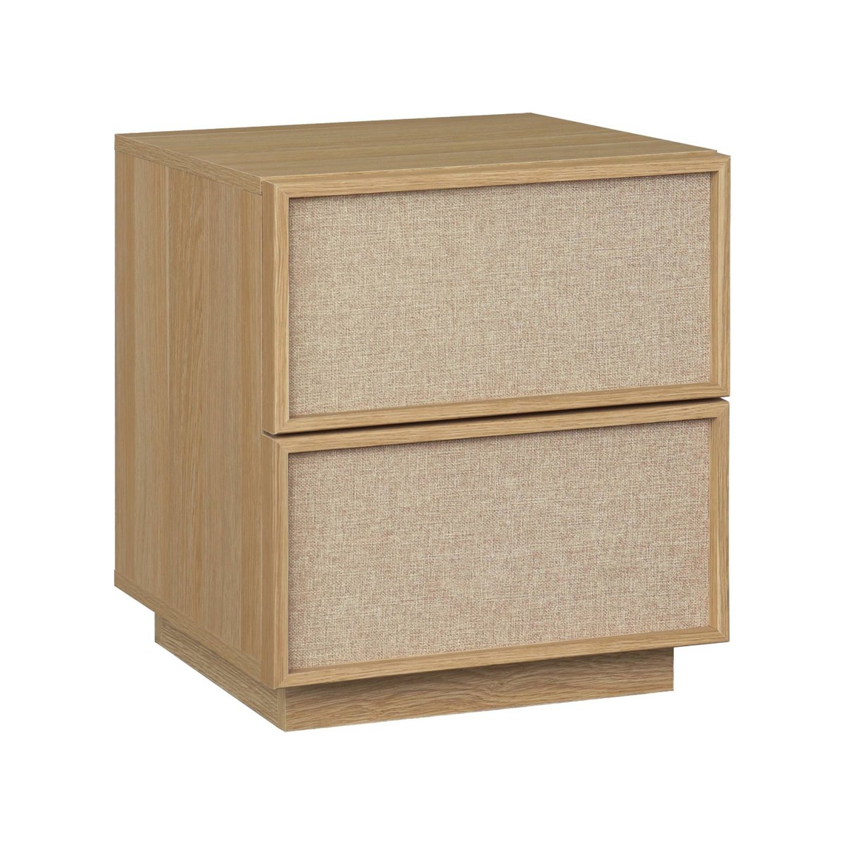 Table de chevet décor bois et tissu 2 tiroirs KUBA beige, SWEEEK