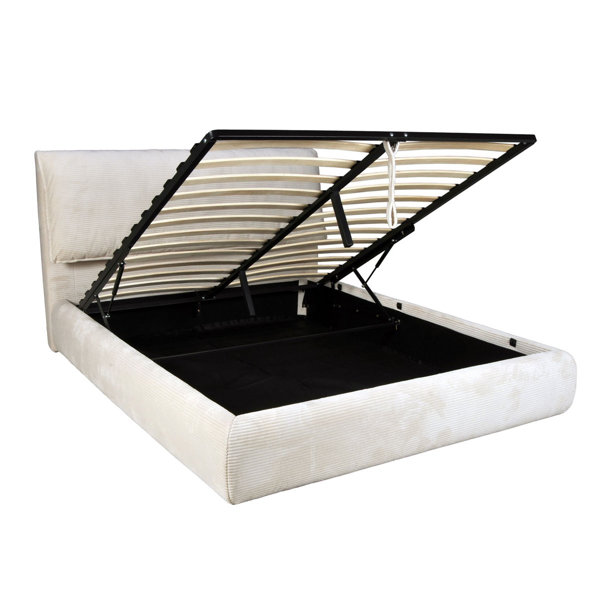 Lit coffre velours côtelé beige, TERRE DE NUIT