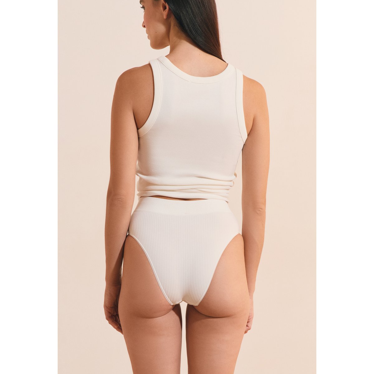 Culotte midi échancrée LOUISON BAC ecru, ETAM