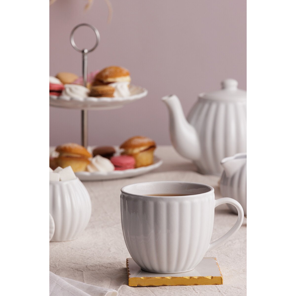 Set of 4 Luxe Oversized Mugs white, PRICE & KENSINGTON