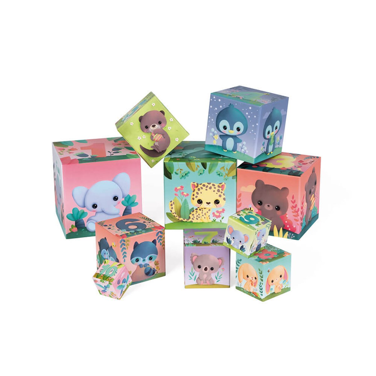 Pyramide Carree "les Animaux Tous Mignons" multicolore, JANOD