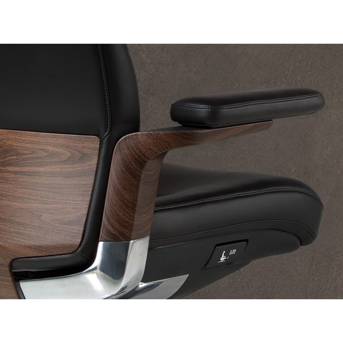 Fauteuil de bureau pivotant en similicuir acier noir, ANGEL CERDA