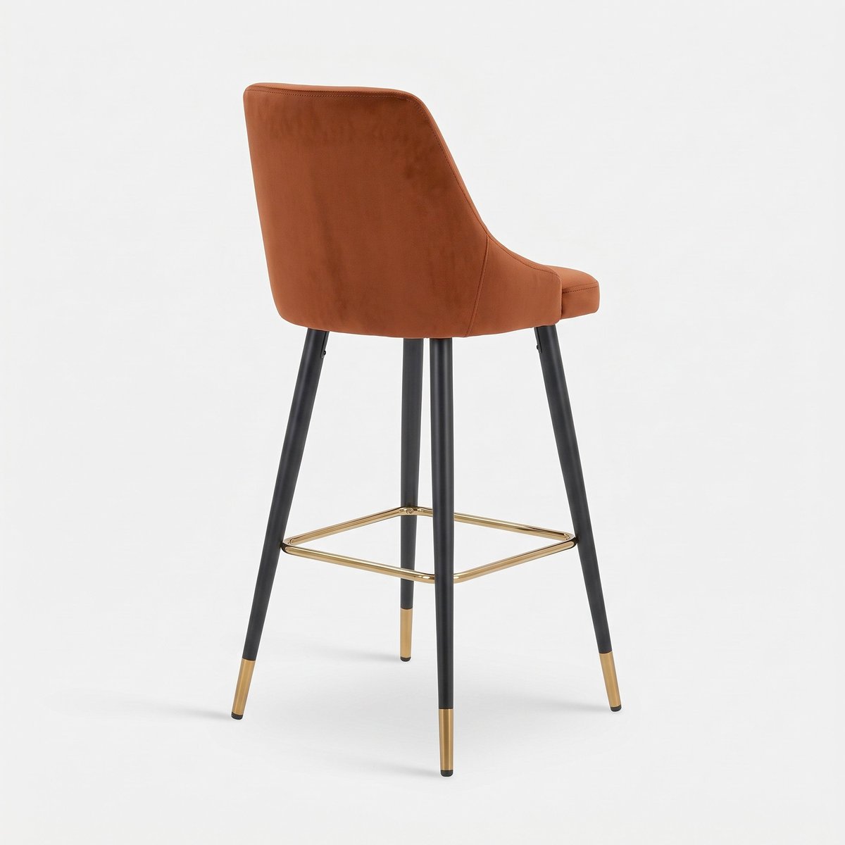 Lot de 2 chaises de bar 78 cm en velours, pieds en métal - ARISTOTE terracotta, MAISON PAVANE