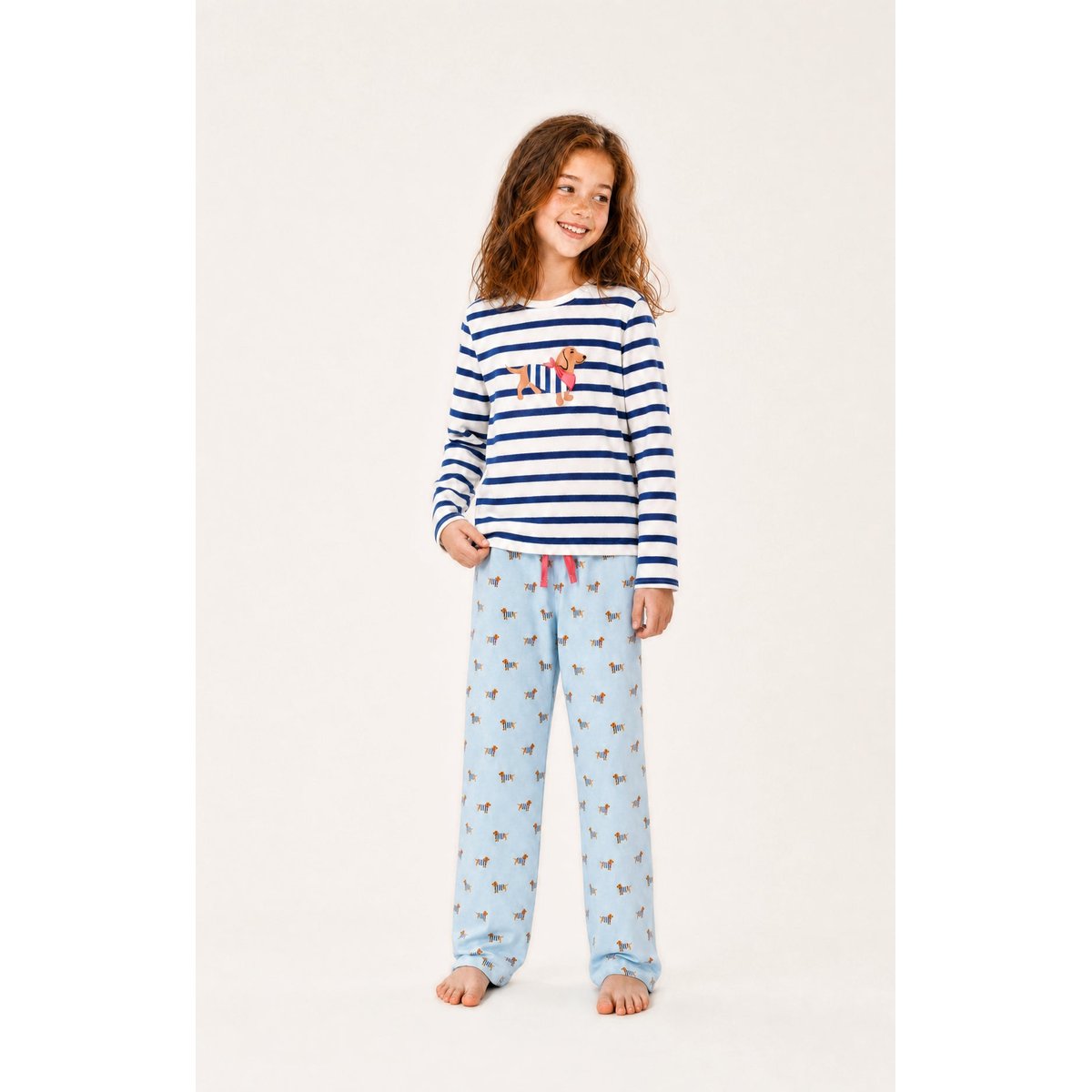 Pyjama enfant en jersey de coton imprimé Tobbie ciel, ARTHUR