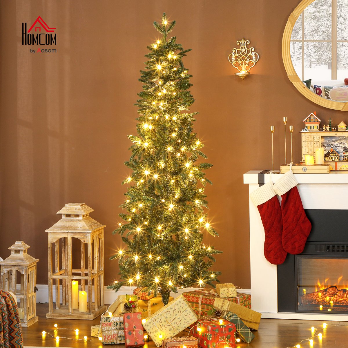 Sapin de Noël Plastique Vert vert, HOMCOM