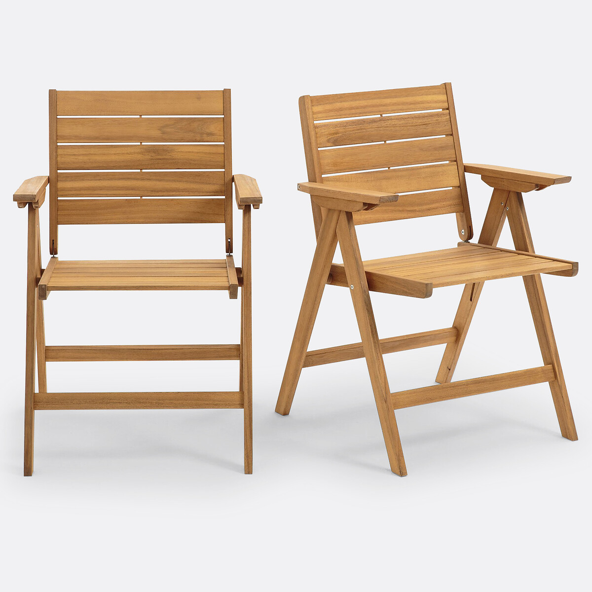 2 fauteuils pliants Réalto, en acacia acacia, LA REDOUTE INTERIEURS
