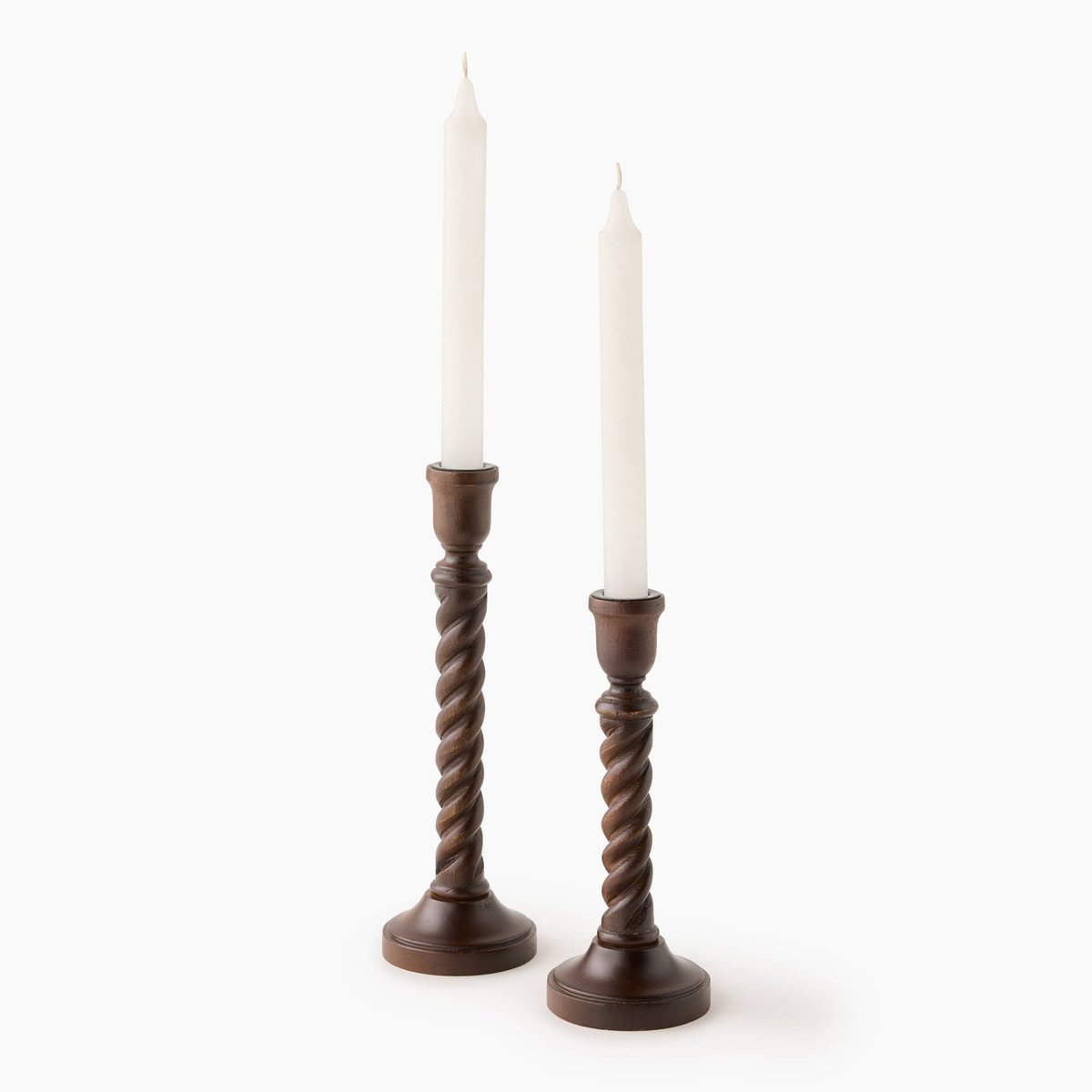 Bougeoir twisté, en bois de manguier noir, MONOPRIX