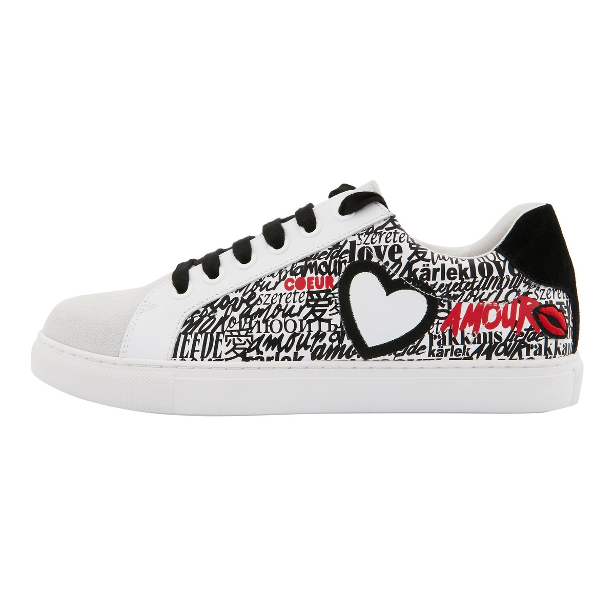 Baskets En Cuir Simone International Love blanc, BONS BAISERS
