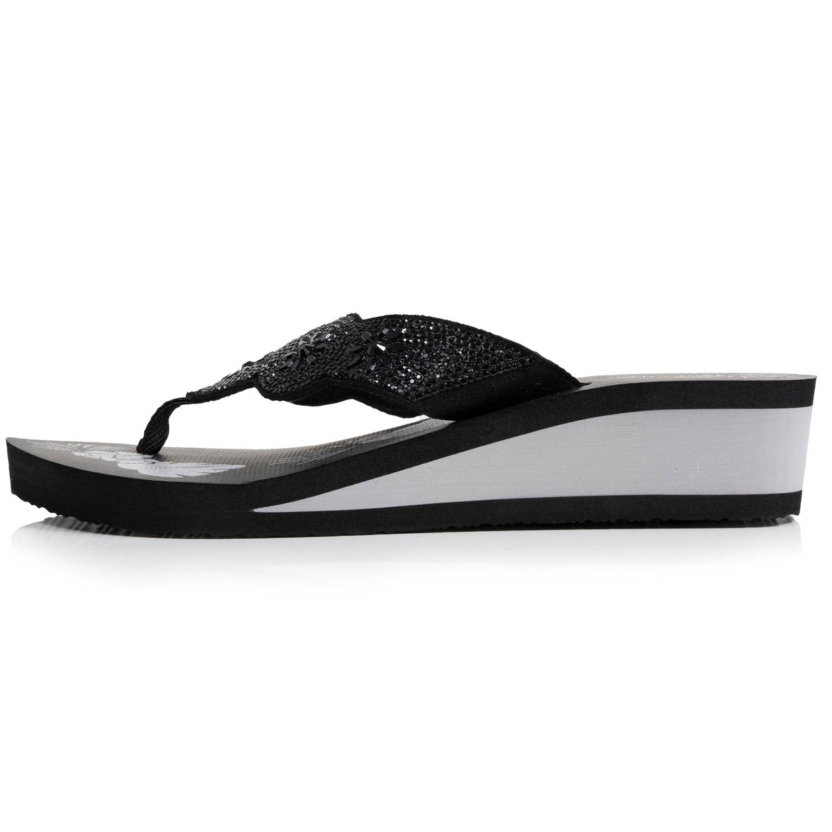 Tongs talon 4 cm, semelle confortable et légère, sandale de plage, piscine noir perle, ISOTONER