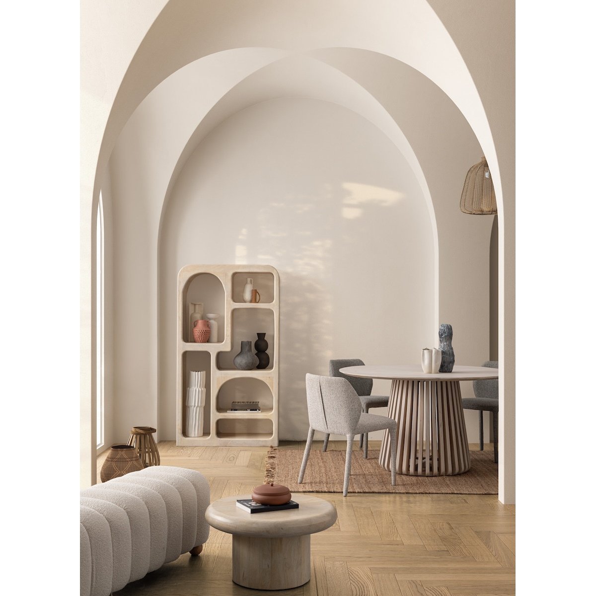 Etagère en bois de manguier avec niches - TATOOINE blanc, MATHI DESIGN