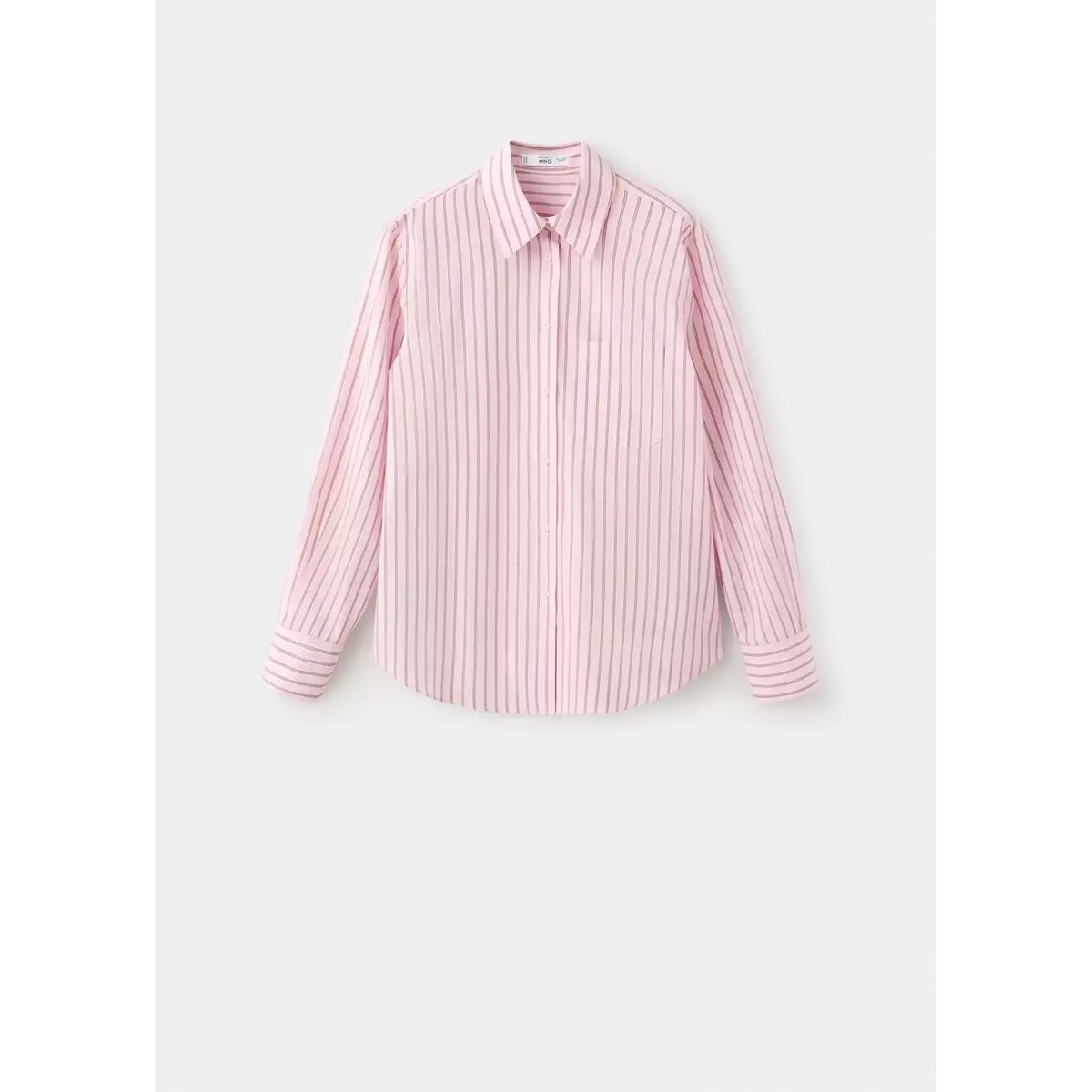 Chemise droite mélange coton et lyocell rose, MANGO