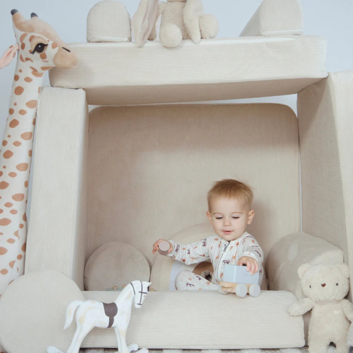 Canapé modulable velours SLIMCORDE rose, MEOW BABY