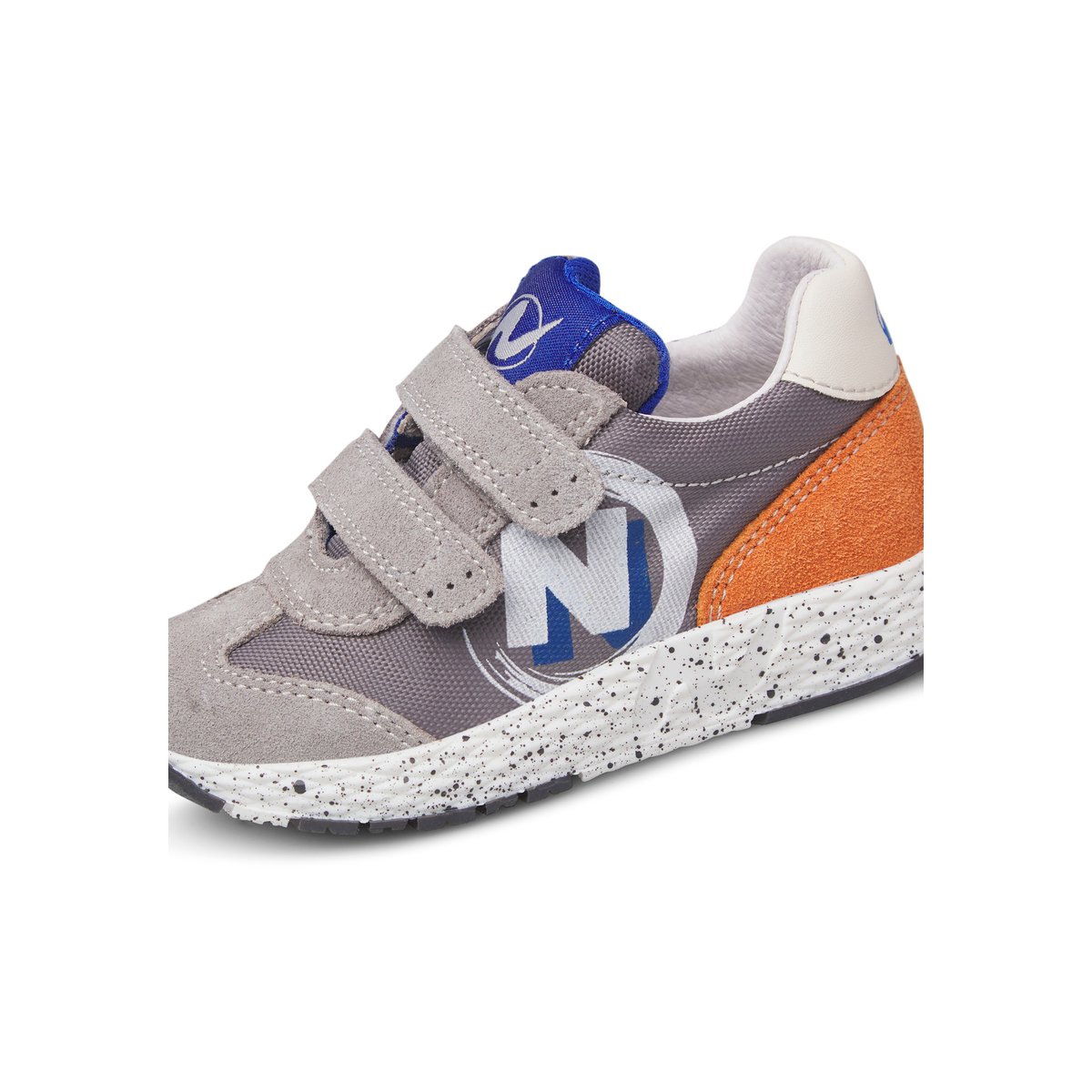 Sneakers en cuir et tissu JESKO 2 VL. gris-blanc-orange, NATURINO