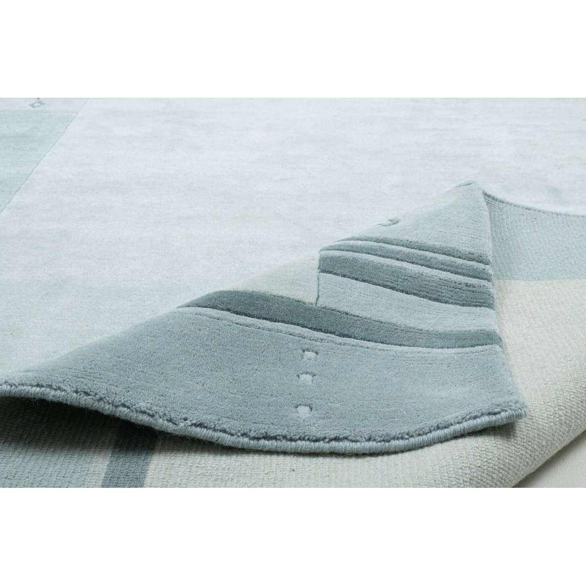 Tapis en laine vierge noué à la main bleu clair, THEKO