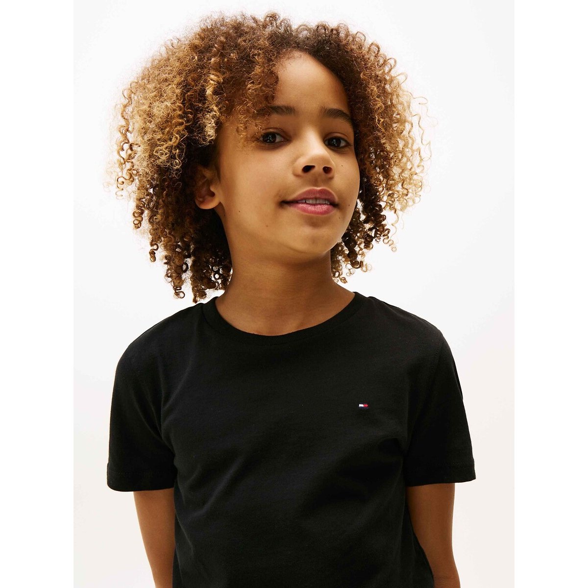 Camiseta de algodón, cuello redondo antracita, TOMMY HILFIGER