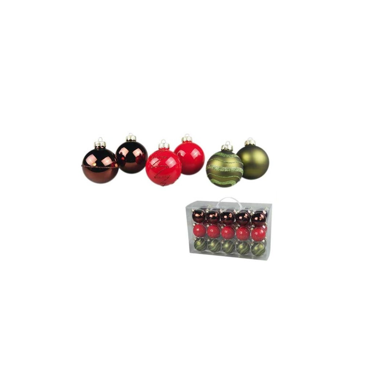 Set de 30 boules vert rouge choco noel multicol, EDEN
