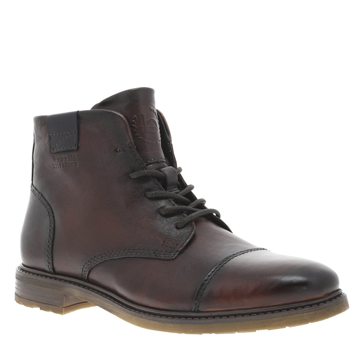 Bottines cuir talon plat marron, BUGATTI