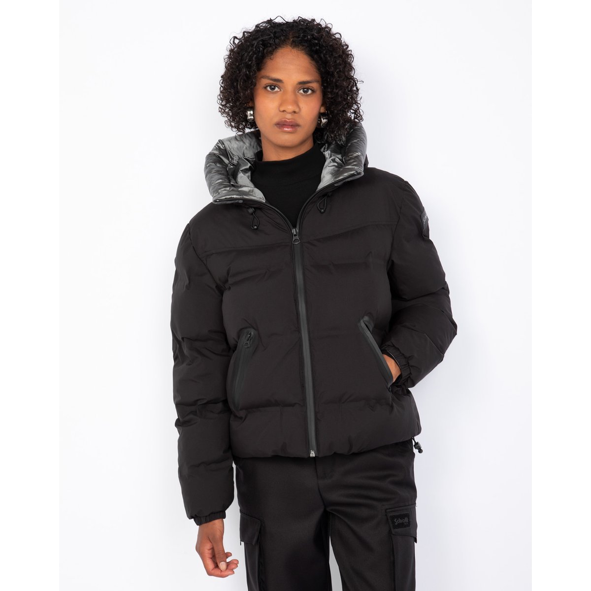 Doudoune à capuche outdoor noir, SCHOTT