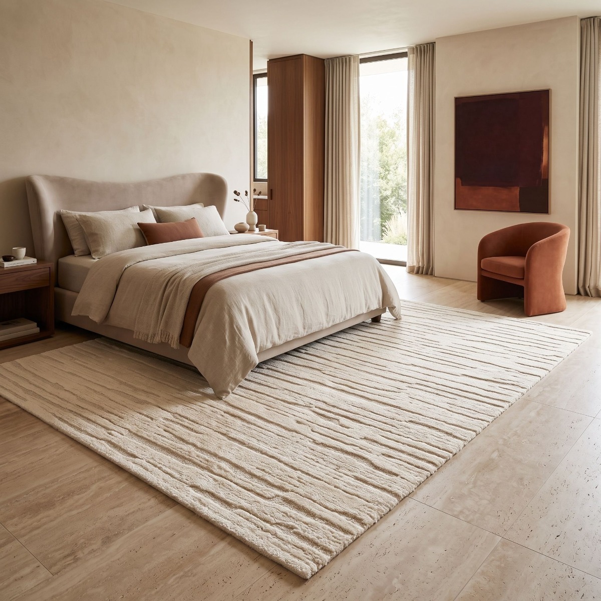 Tapis doux à relief moderne DESIGN DOUCEUR crème, THE DECO FACTORY