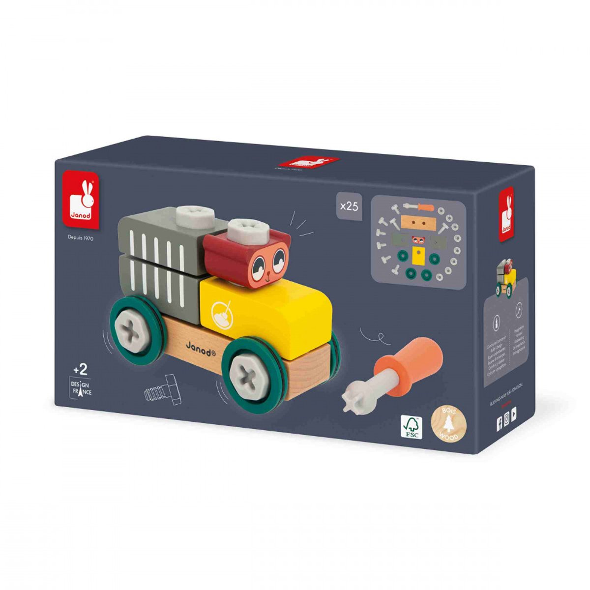 Jeu De Construction En Bois, Voiture À Bricoler multicolore, JANOD
