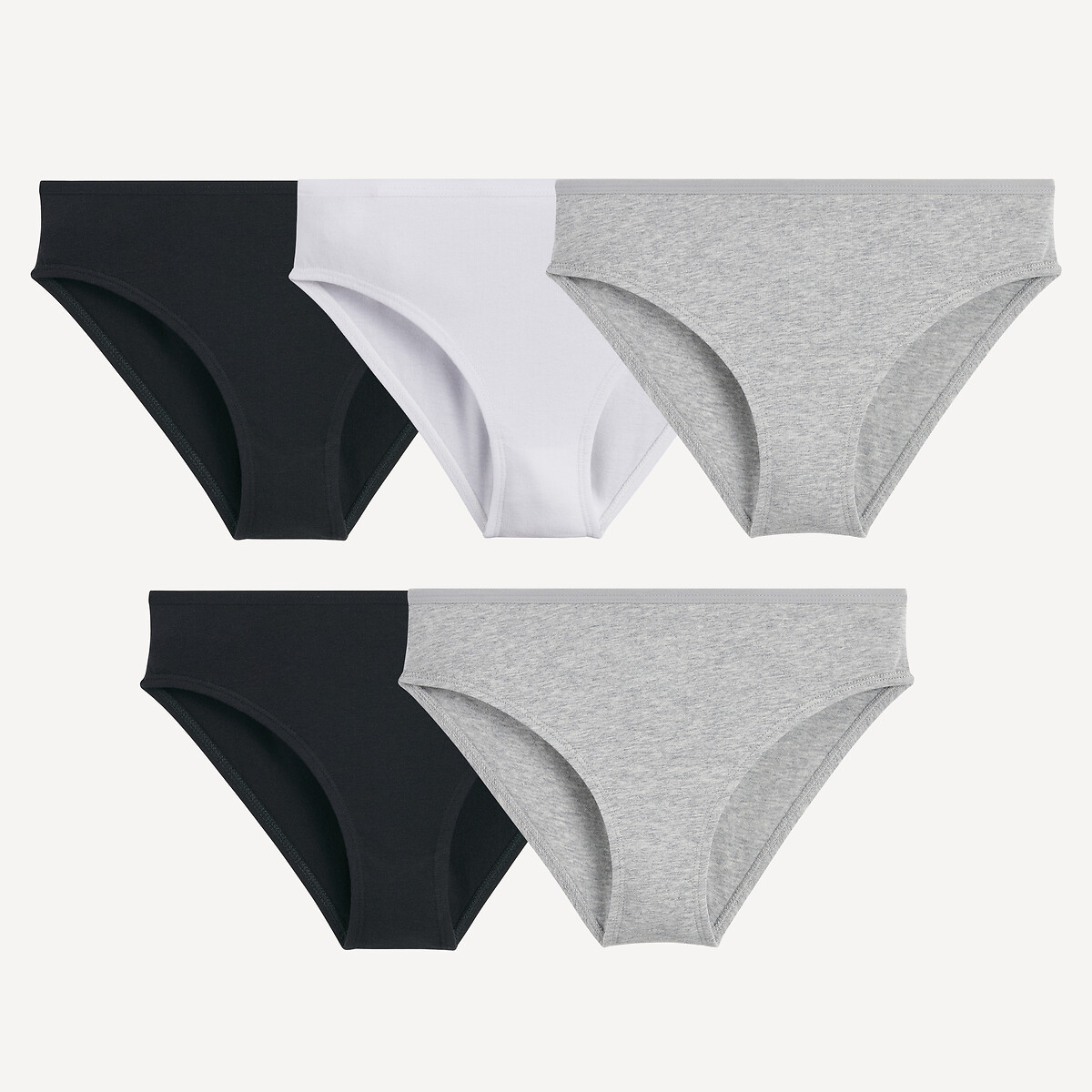Lot de 5 culottes noir + gris + blanc, LA REDOUTE COLLECTIONS