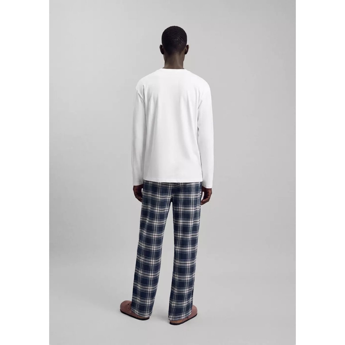 Pyjama complet coton carreaux bleu marine, MANGO TEEN