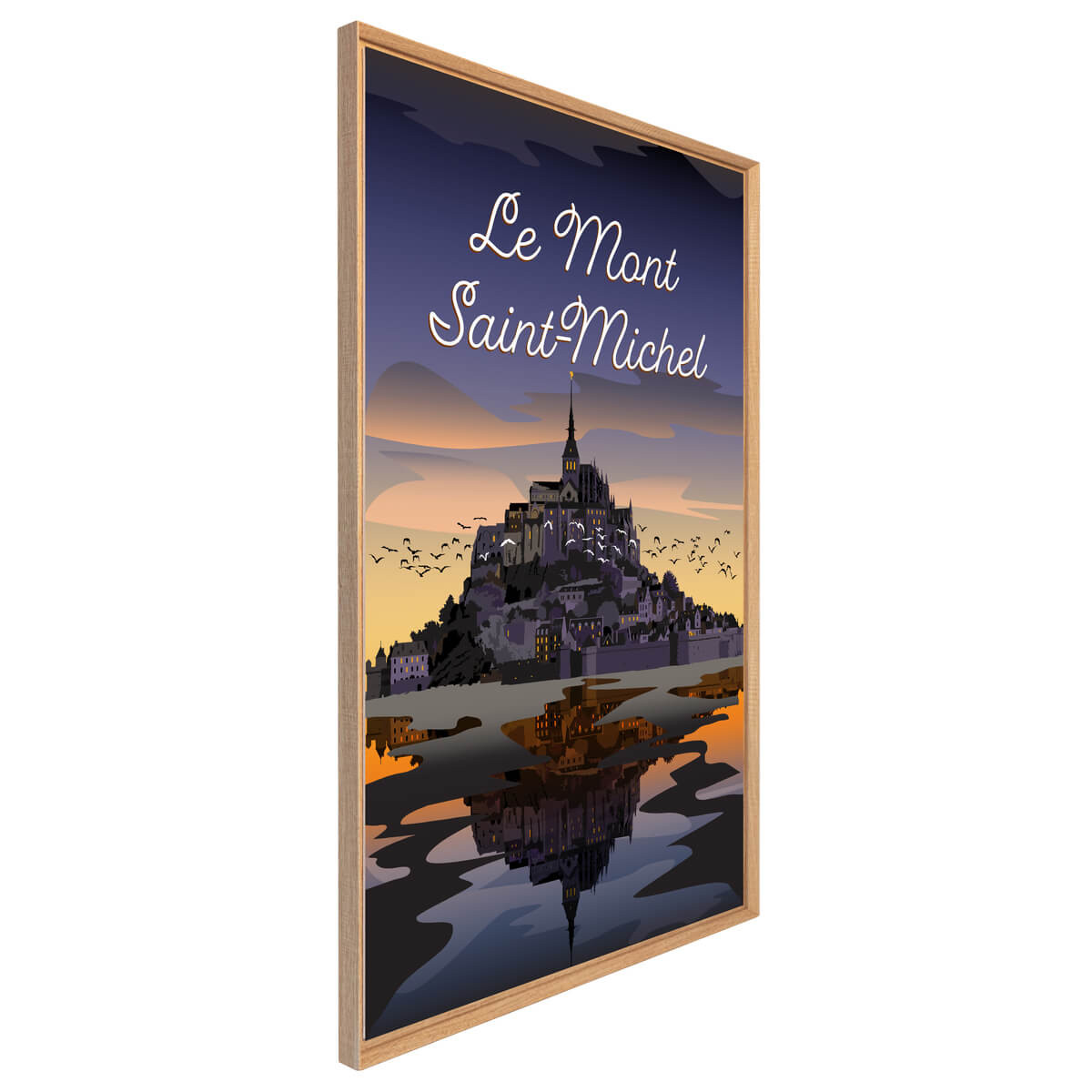 Tableau Mural Illustration Mont-saint-michel Sunset ARCHITECTURE violet-fibres de bois, CEANOTHE