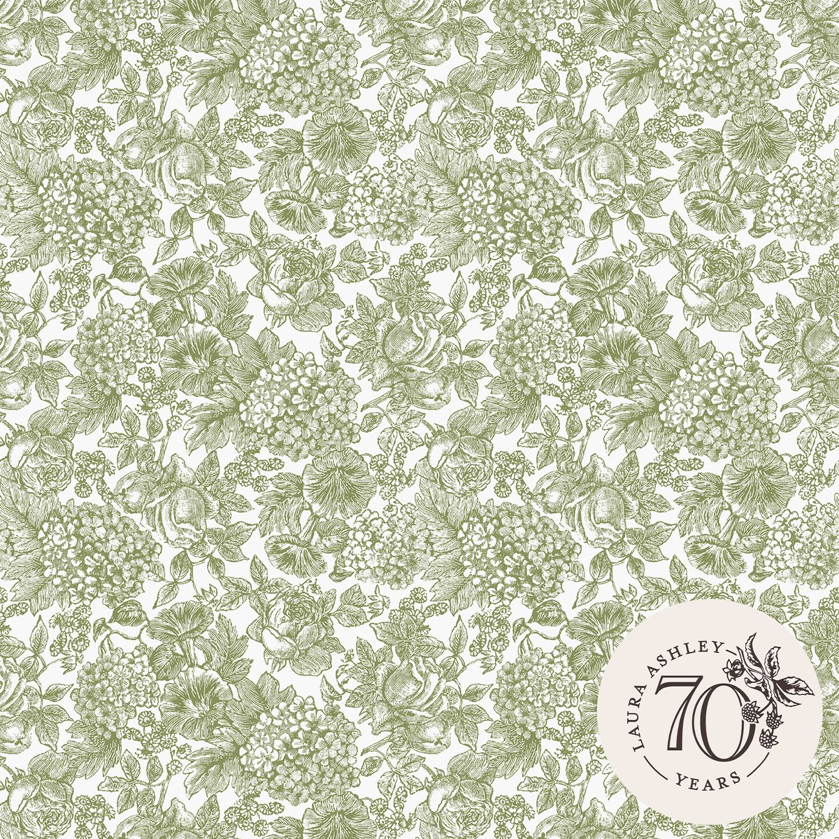 Papier peint Fleurs Louise vert, LAURA ASHLEY