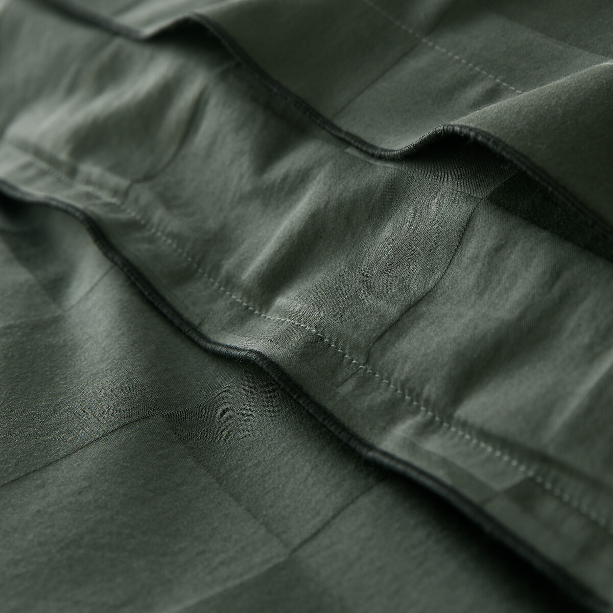 Victor Checkerboard Washed Cotton Satin Duvet Cover cedar green, LA REDOUTE INTERIEURS