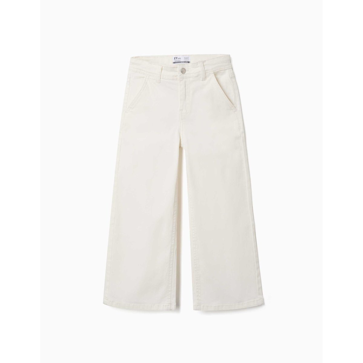 Pantalon à jambe large en sergé avec quatre poches blanc, ZIPPY