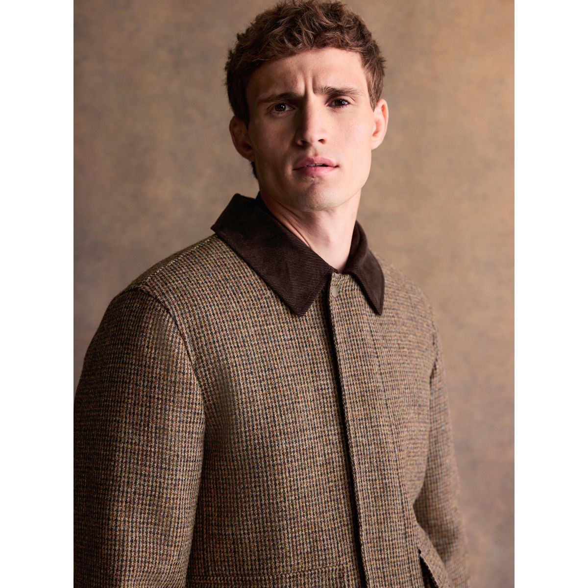 Veste avec col en velours côtelé harris tweed Signature marron, NEXT