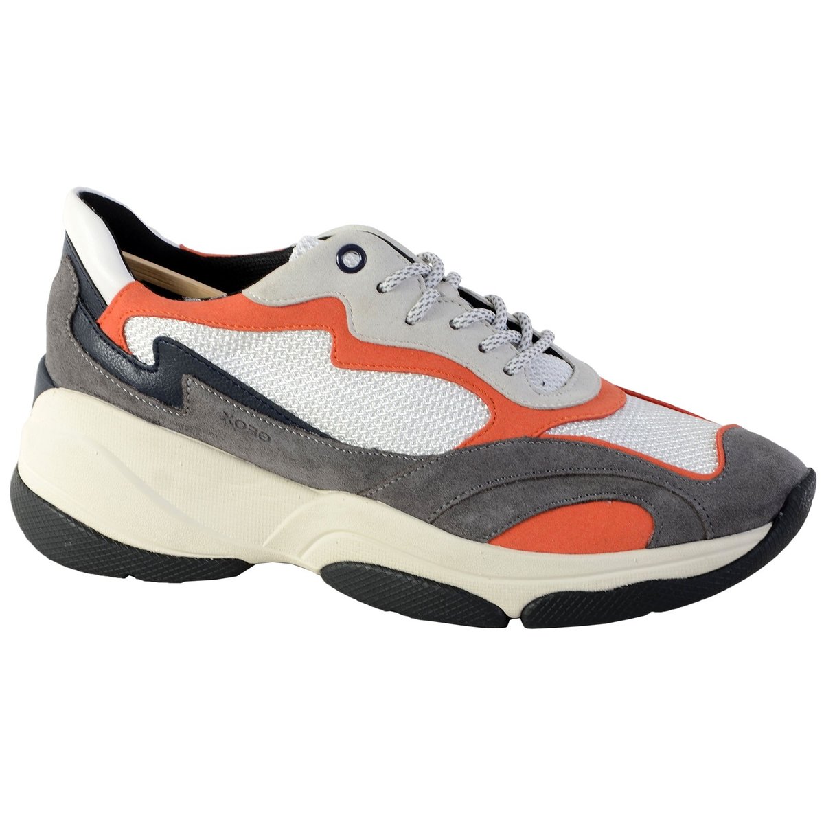 Basket D Kirya B- Suede+mesh dk grey white, GEOX