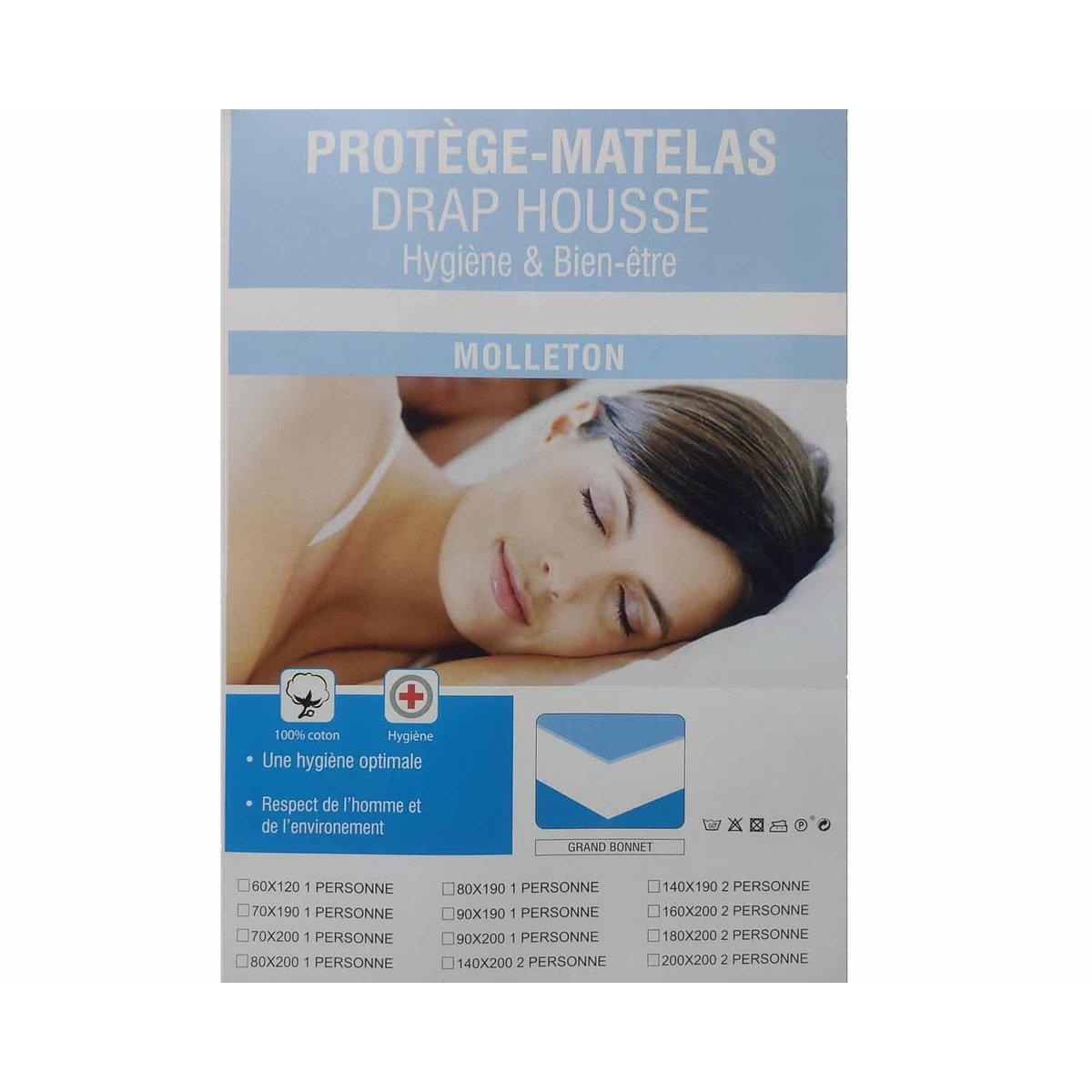 Alèse protège matelas coton flanelle molleton SERENITE blanc, LINANDELLE