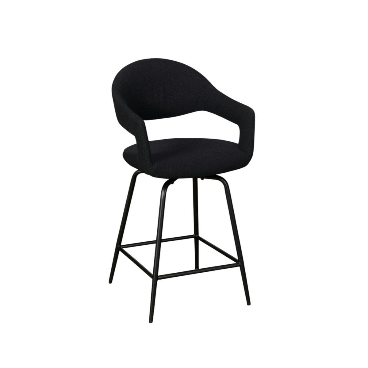 Chaise de bar pivotante noire à dossier ouvert (lot de 2) TREVI noir, PIER IMPORT
