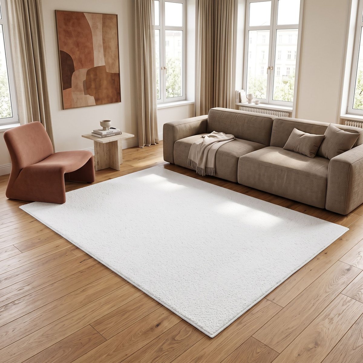 Tapis doux uni NOUNOURS blanc crème, THE DECO FACTORY