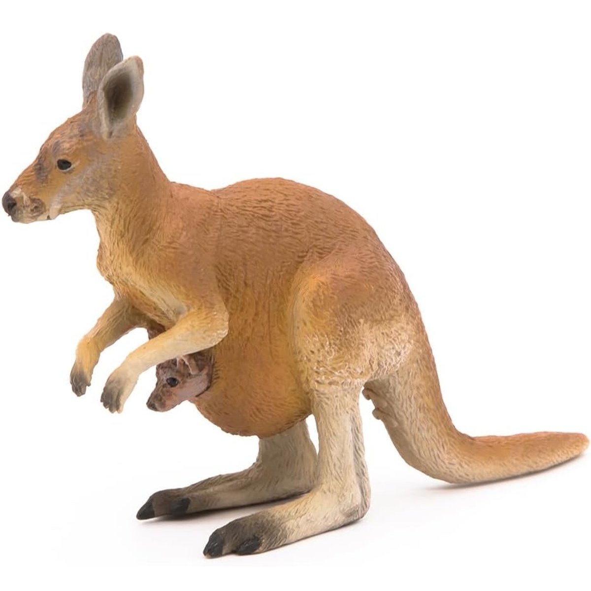 Figurine Kangourou et son bébé marron, PAPO